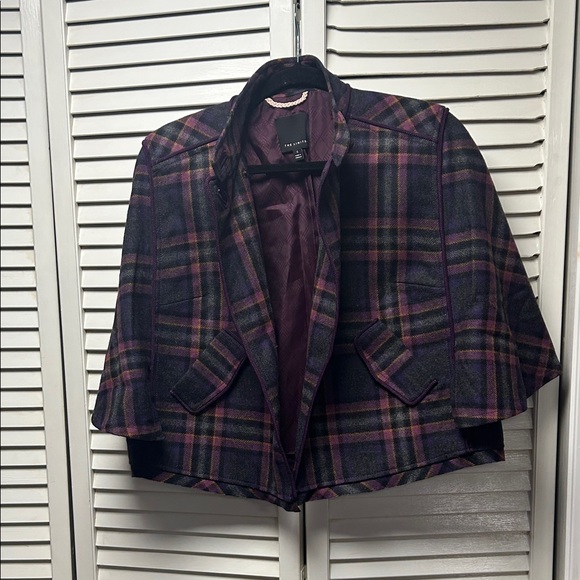 The Limited Plaid Cape Jacket - Purple and Pink - Picture 4 of 7
